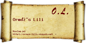 Ormós Lili névjegykártya
